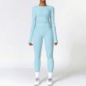 Tight fitting sandblasting yoga suit, quick drying fitness suit, winter outdoor running suit, female 