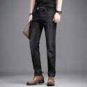 Men's slim fit straight leg elastic jeans, youth business casual fashionable versatile pants