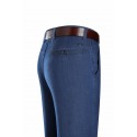 Middle aged men's fashionable and casual thin ice silk jeans with a hanging feel and long pants