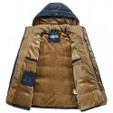 Winter plush men's cotton jacket, solid color, loose fit, oversized hooded cotton jacket 