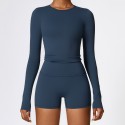 Winter brushed long sleeved yoga clothes, high-strength fitness clothes, Pilates running sports long sleeves 