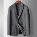 Men's casual suit autumn and winter solid color wool single west handmade double-sided woolen business suit thick coat 