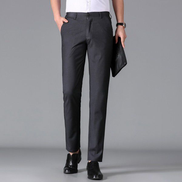 Men's casual pants brand trend versatile straight leg elastic pants