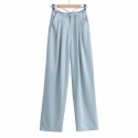 Design Sense Personalized Strap Wide Leg Suit Pants Women's High Waist Retro Casual Floor Dragging Pants 