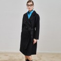 Double sided cashmere coat for women in winter, lace up to show off slimming temperament, woolen coat, medium to long style