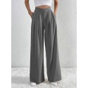 Women's commuting style pleated casual wide leg pants loose pants 