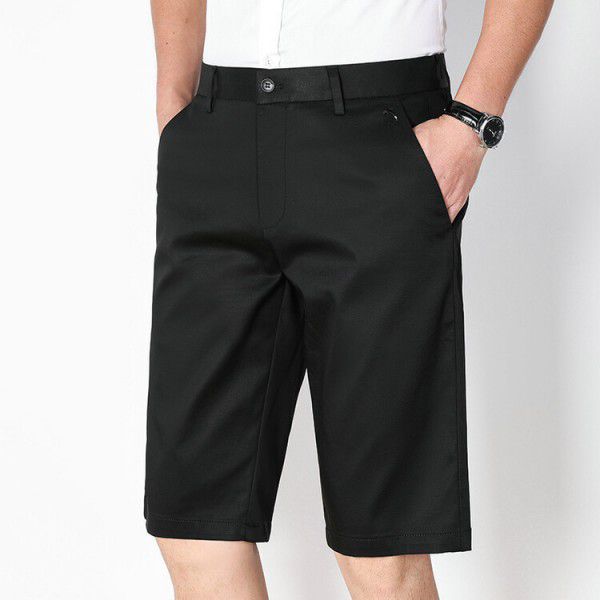 Shorts, men's solid color, summer fashion, casual, youth five quarter pants, straight leg