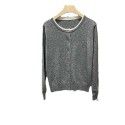 Early autumn new round neck contrasting fake two-piece knitted sweater jacket for women KS030