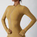 Zipper tight running sports top breathable nude fitness jacket training quick drying long sleeved yoga suit for women 