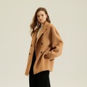 Autumn and winter coat woolen coat double-sided cashmere coat temperament casual double breasted coat for women