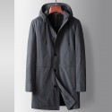 Men's windbreaker new mid to long hooded zipper version top, young and middle-aged light luxury business casual jacket 