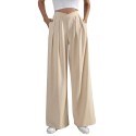 Women's commuting style pleated casual wide leg pants loose pants 