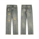 Men's casual pants, hip-hop retro distressed cat whisker denim fashion men's pants 