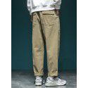 Khaki casual pants men's loose fit plus size straight leg work pants autumn men's sports pants 