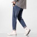 Jeans, loose, oversized, casual, stretchy, British trend, small leg denim pants for men