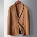 Men's casual suit autumn and winter solid color wool single west handmade double-sided woolen business suit thick coat 