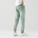 Men's jeans retro washed loose and slightly cross fashionable men's straight leg denim pants