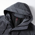 Men's windbreaker new mid to long hooded zipper version top, young and middle-aged light luxury business casual jacket 