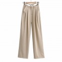 Design Sense Personalized Strap Wide Leg Suit Pants Women's High Waist Retro Casual Floor Dragging Pants 