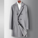 Men's new autumn and winter handmade double-sided woolen coat solid color double breasted medium long windbreaker 