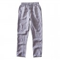 Elastic waist drawstring linen casual pants for men, loose fit youth, small feet cotton linen pants 