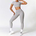 Tight fitting sandblasting yoga suit, quick drying fitness suit, winter outdoor running suit, female 