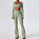 Autumn shock resistant nude yoga suit set, quick drying tight fitting fitness suit, casual sports suit, women's clothing 