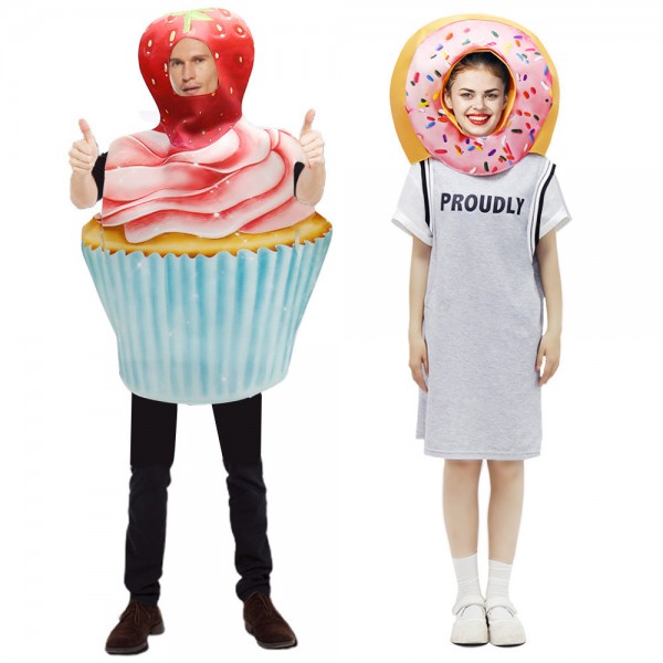 Halloween party cosplay donut headband, strawberry cake props, stage performance costumes, food, funny costumes