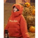 Halloween pumpkin down sweater, forest girl tribe, niche design sense, funny pullover hoodie, autumn and winter long sleeves