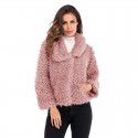 Autumn and winter women's solid color lapel woolen coat, women's warm plush coat