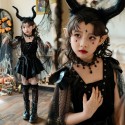 Halloween children's cosplay costume, witch stage performance, girls' runway show, vampire night elf dress