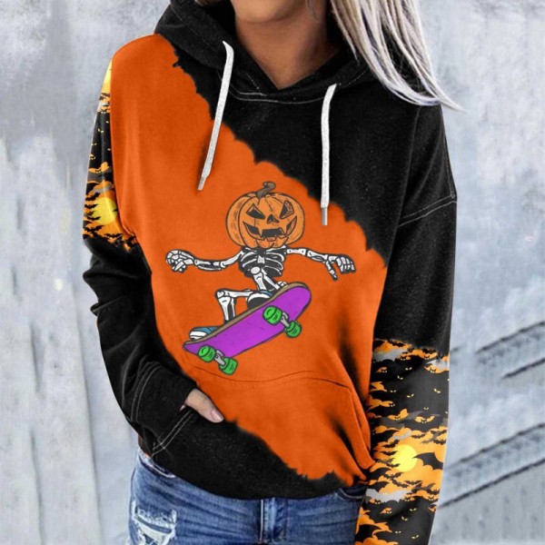 Halloween plus size hooded sweatshirt 3D digital women's jacket