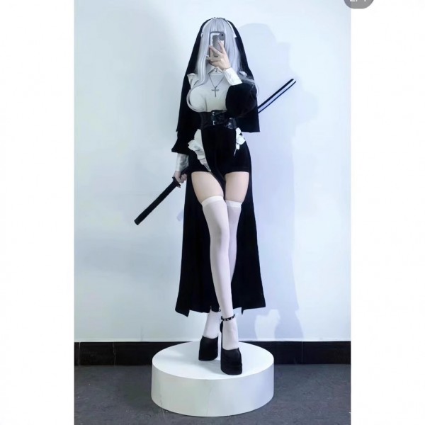 Sister cosplay uniform sexy cross dressing gown nun costume Halloween cosplay