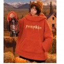 Halloween pumpkin down sweater, forest girl tribe, niche design sense, funny pullover hoodie, autumn and winter long sleeves