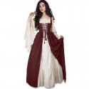 Halloween costume square collar tied waist medieval Renaissance retro dress