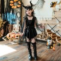 Halloween children's cosplay costume, witch stage performance, girls' runway show, vampire night elf dress