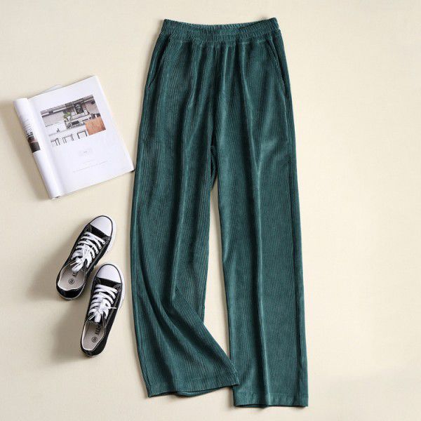 High waisted casual women's pants with wide legs and fluffy pants