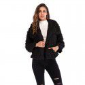 Autumn and winter women's solid color lapel woolen coat, women's warm plush coat