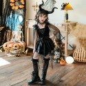 Halloween children's cosplay costume, witch stage performance, girls' runway show, vampire night elf dress