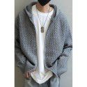 Hooded cardigan men's design retro red teenage knitted sweater jacket