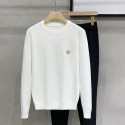 Round neck solid color sweater slim fit base shirt long sleeved youth embroidery casual knit sweater winter style