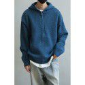 Hooded cardigan men's design retro red teenage knitted sweater jacket