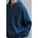 Hooded cardigan men's design retro red teenage knitted sweater jacket