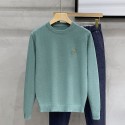 Round neck solid color sweater slim fit base shirt long sleeved youth embroidery casual knit sweater winter style