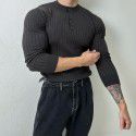 Long sleeved knitwear men's spring new fitness versatile slim fit T-shirt