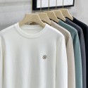 Round neck solid color sweater slim fit base shirt long sleeved youth embroidery casual knit sweater winter style