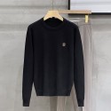 Round neck solid color sweater slim fit base shirt long sleeved youth embroidery casual knit sweater winter style