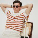 Men's knitted round neck striped casual trend loose and versatile sea soul shirt