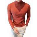 Half high neck sweater, men's slim fit trendy long sleeved knitted base sweater, versatile design, solid color sweater