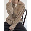 Retro collar knitted sweater, women's top, single breasted sweater, fashionable